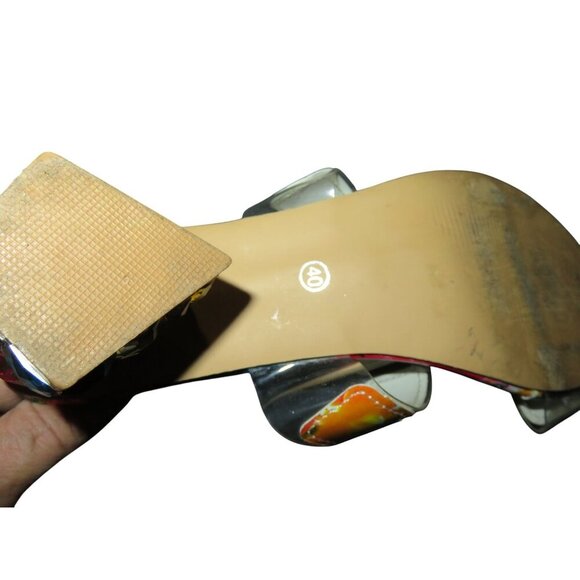 Fashion Nova vibrant multicolor square embellished chunky heeled mules 40 US 10 - Picture 8 of 11